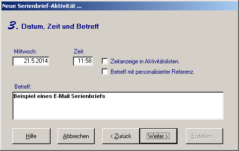 Serienbrief Datum und Betreff ...
