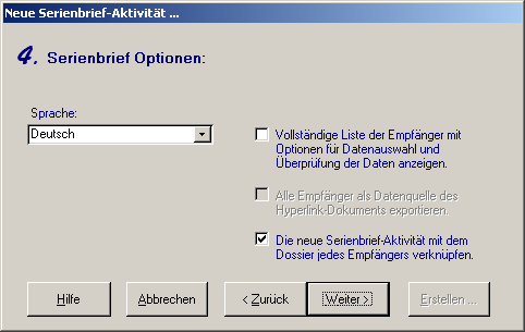Serienbrief Optionen ...