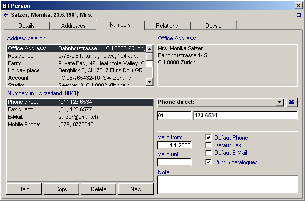 Addresses of Person ...